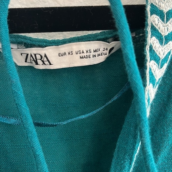 Zara Teal Embroidered Midi Dress - Picture 4 of 9